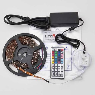 LED Strip 5m, 300 LEDs, RGB incl. power supply and remote controller (Waterproof)