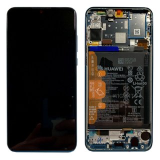 Huawei P30 Lite LCD Display und Touchscreen mit Rahmen und Akku Peacock Blue