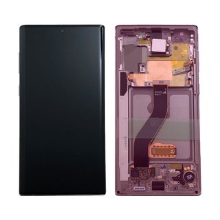 Samsung Galaxy Note 10 LCD Display und Touchscreen mit Rahmen Pink