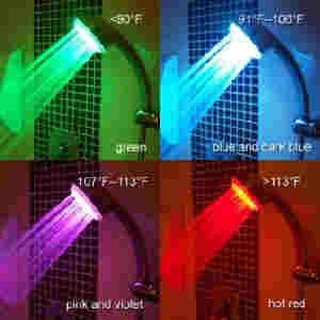 Edler LED Duschkopf 4-farbig, Farbe ändert sich anhand Wassertemperatur