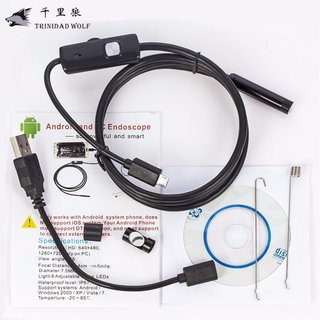FindFine® 7mm lens HD 2M 6.5FT endoscope For Android OTG Phone inspection Pipe IP67 Waterproof Side mirrors micro USB Camera