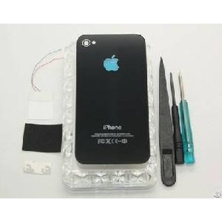 iPhone 4 Back Cover in schwarz mit leuchtendem Apfel Logo inkl. opening Tool