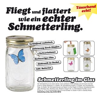 Der Hingucker, Schmetterling im Glas - blau (siehe Video)