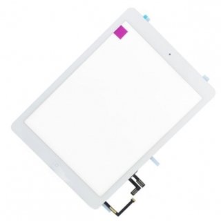 iPad Air Touch Screen Glas + Home Button + Camera Holder in white