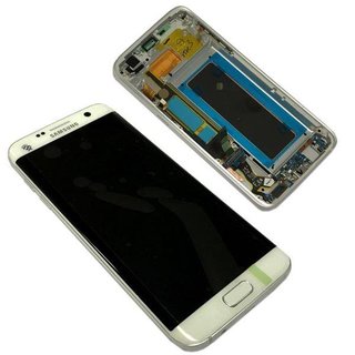 Samsung Galaxy S7 Edge LCD Display und Touchscreen mit Rahmen Weiss