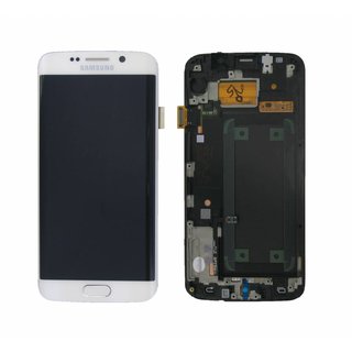 Samsung Galaxy S6 Edge LCD Display und Touchscreen mit Rahmen Weiss