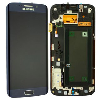 Samsung Galaxy S6 Edge LCD Display und Touchscreen mit Rahmen Schwarz Blau